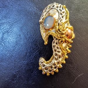 Vintage Mexican Gold & Silver & Stone Pin NWOT